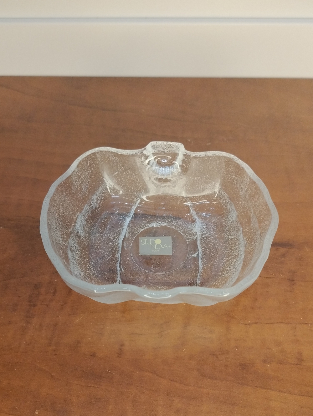 Studio Nova Clear Textured Glass Pumpkin Candy Dish Bowl